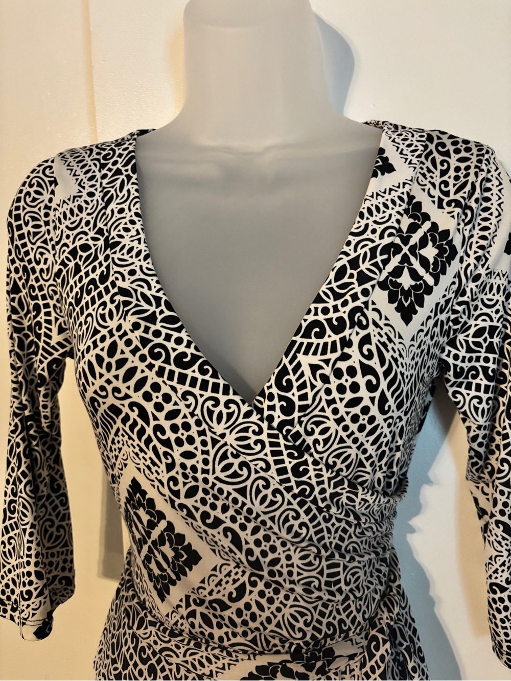 Maude Black & White Printed Wrap Dress - Elegant V-Neck